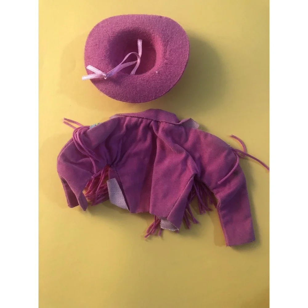Vintage 1989 Barbie Western Fun #9932 PINK HAT /Fringe JACKET Replacement Cowboy
